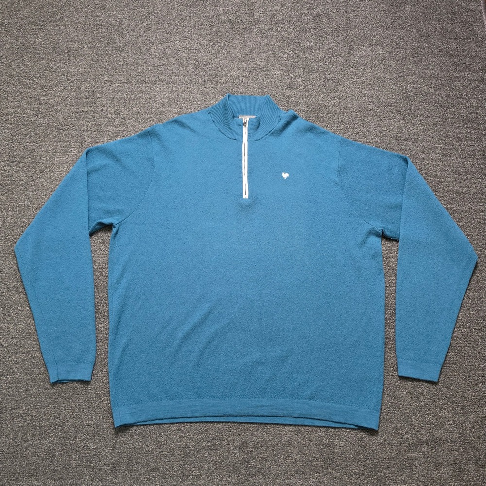 Peter Millar Element 4 Warmth 1/4 Zip Pullover Blue Mens XXL Merino Wool Blend